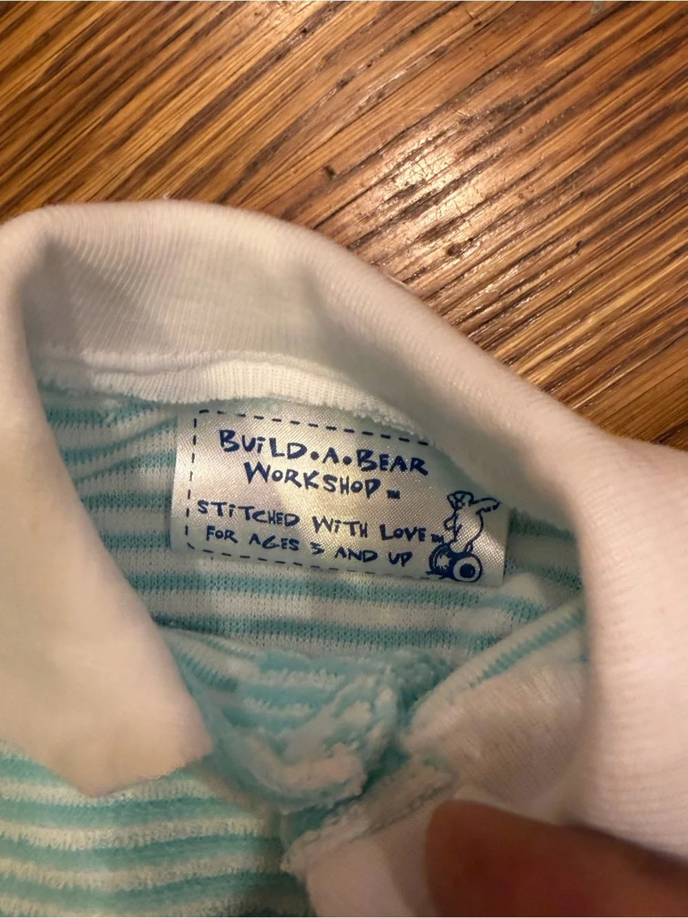 Authentic Build-A-Bear One-Piece Romper in Light Aqua Stripe